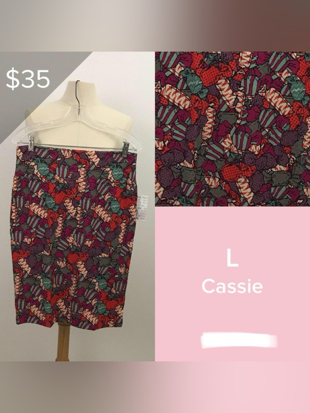 Cassie Candy Print Pencil Skirt in Multi-Color